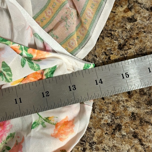 Pink Lily Maxi Ruffled Tiered Size Small Floral Cream Pink Women’s Belted Dress - Picture 11 of 15